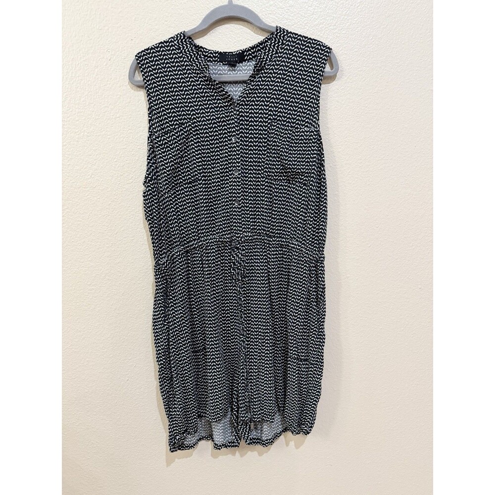 Kelly Renee Sleeveless Romper XL Black White Geometric Button Up Rayon Summer